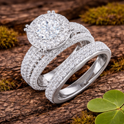 Natural Round Cut Diamond Prong Set Cluster Ring. in 10K/14K gold and platinum with certified lab-grown or natural diamonds