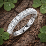 Round Cut Diamond Half Eternity Ring in 10K/14K gold and platinum with certified lab-grown or natural diamonds