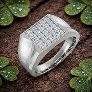 Men’s Diamond Pave Set Signet Ring in Gold & in 10K/14K gold and platinum with certified lab-grown or natural diamonds