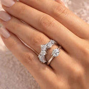 Graduated Round Diamond Wishbone Ring in 10K/14K gold and platinum with certified lab-grown or natural diamonds