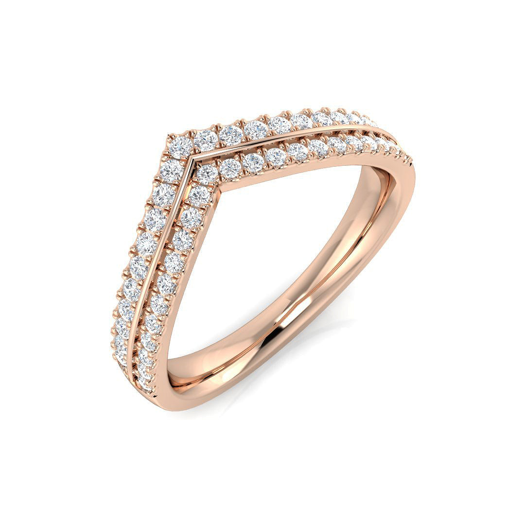 Double Row Diamond Wishbone Ring in 10K/14K gold and platinum with certified lab-grown or natural diamonds