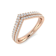 Double Row Diamond Wishbone Ring in 10K/14K gold and platinum with certified lab-grown or natural diamonds