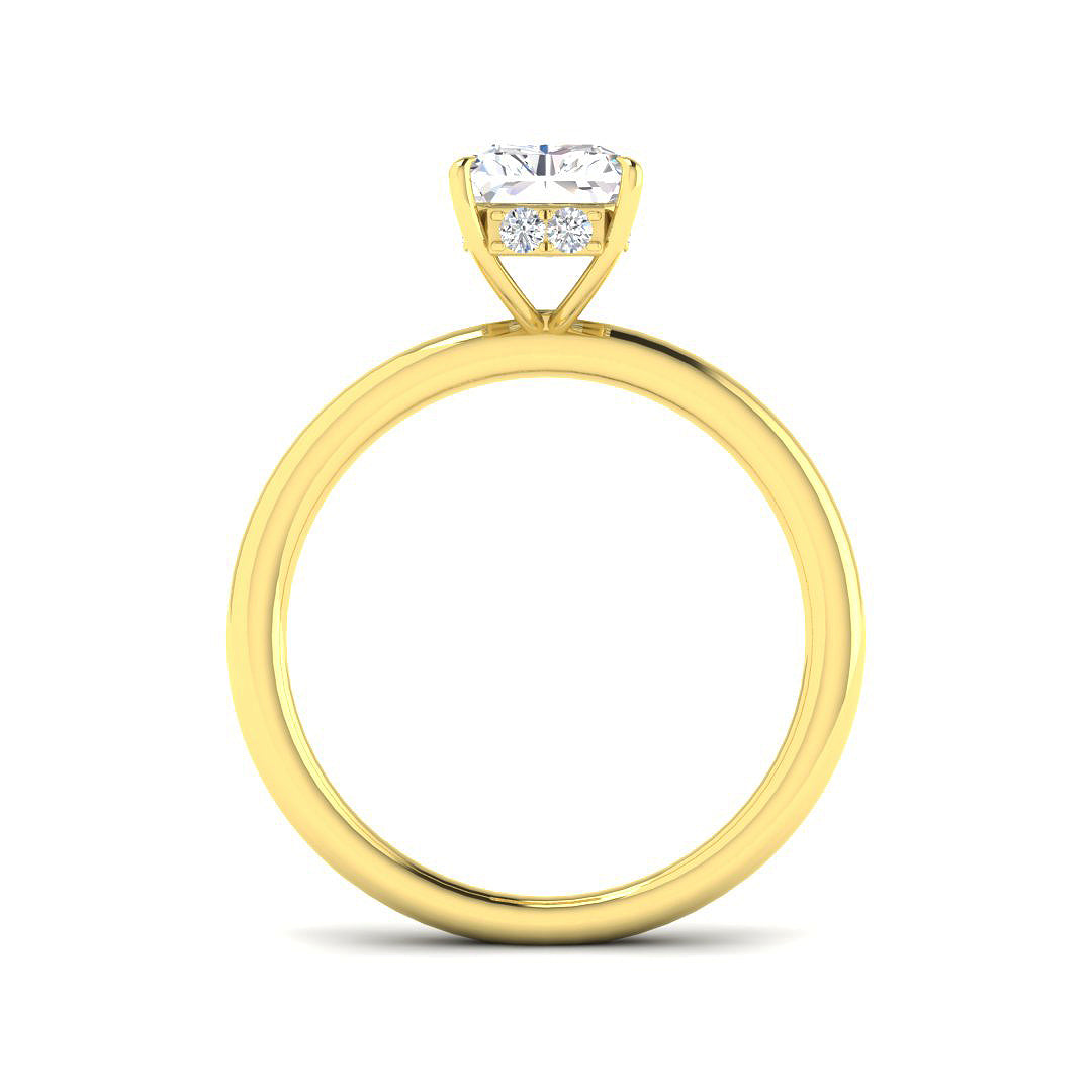 Radiant Cut Diamond Solitaire Ring with Hidden Halo in 10K/14K gold and platinum with certified lab-grown or natural diamonds