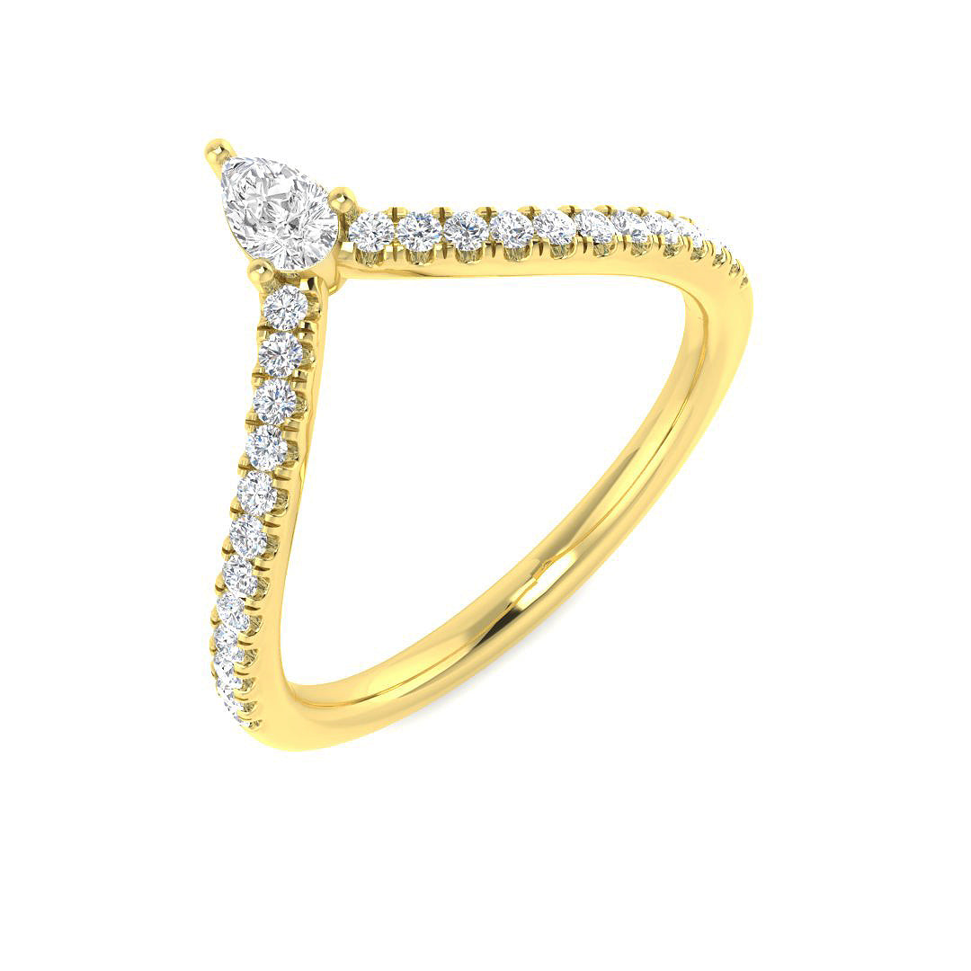 Pear-Shaped Diamond Wishbone Ring in 10K/14K gold and platinum with certified lab-grown or natural diamonds