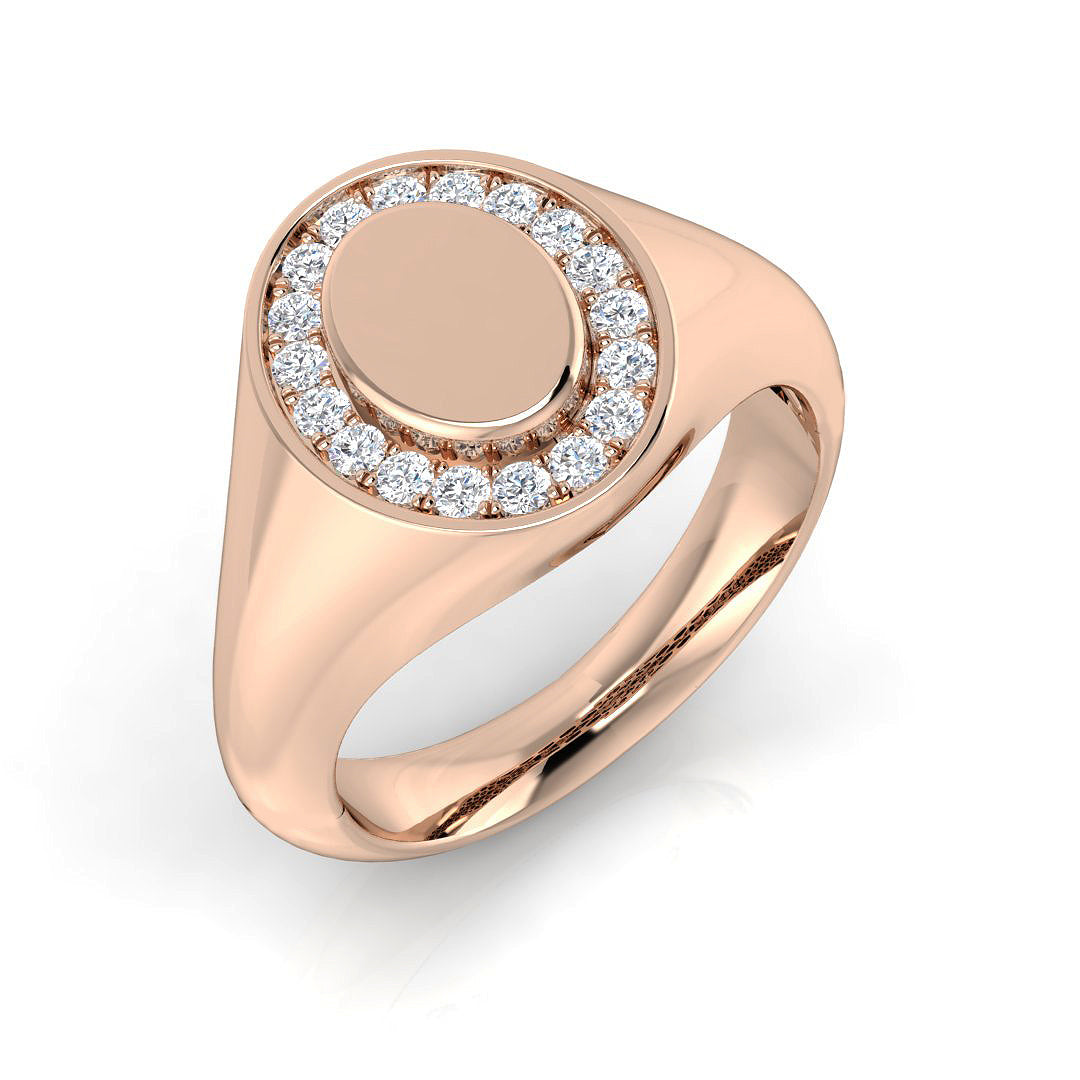 Men's Diamond Halo Signet Ring in Gold & in 10K/14K gold and platinum with certified lab-grown or natural diamonds