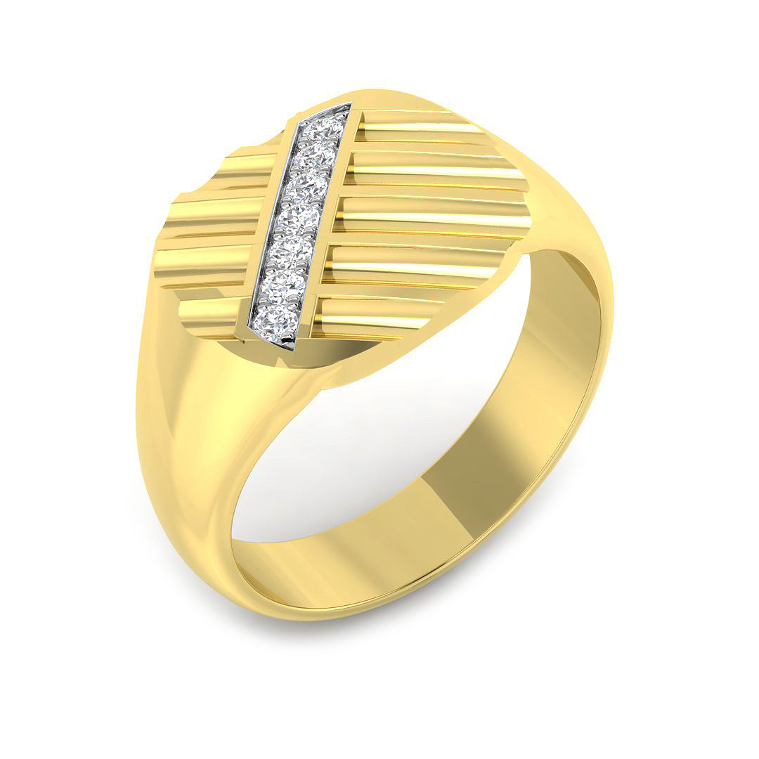 Men’s Vertical Diamond Signet Ring in Gold & in 10K/14K gold and platinum with certified lab-grown or natural diamonds