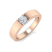 Modern Bar-Set Round Diamond Solitaire Ring in 10K/14K gold and platinum with certified lab-grown or natural diamonds