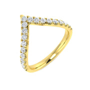 High Set V Shape Diamond Chevron Ring in 10K/14K gold and platinum with certified lab-grown or natural diamonds