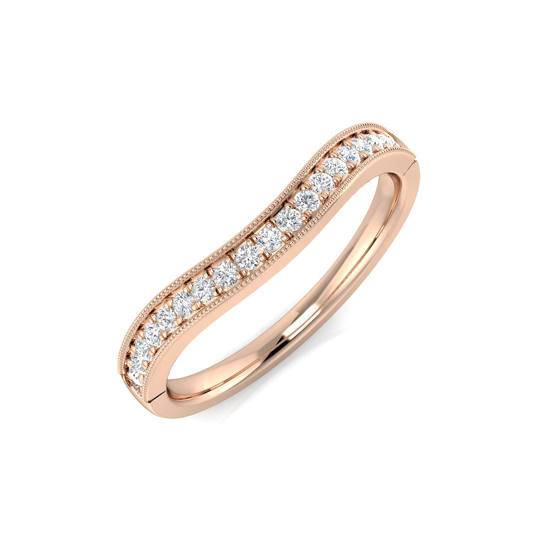 Milgrain Diamond Wishbone Ring in 10K/14K gold and platinum with certified lab-grown or natural diamonds