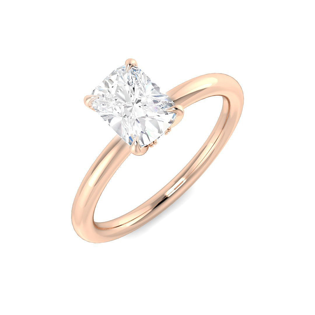 Cushion Cut Diamond Solitaire Engagement Ring in 10K/14K gold and platinum with certified lab-grown or natural diamonds