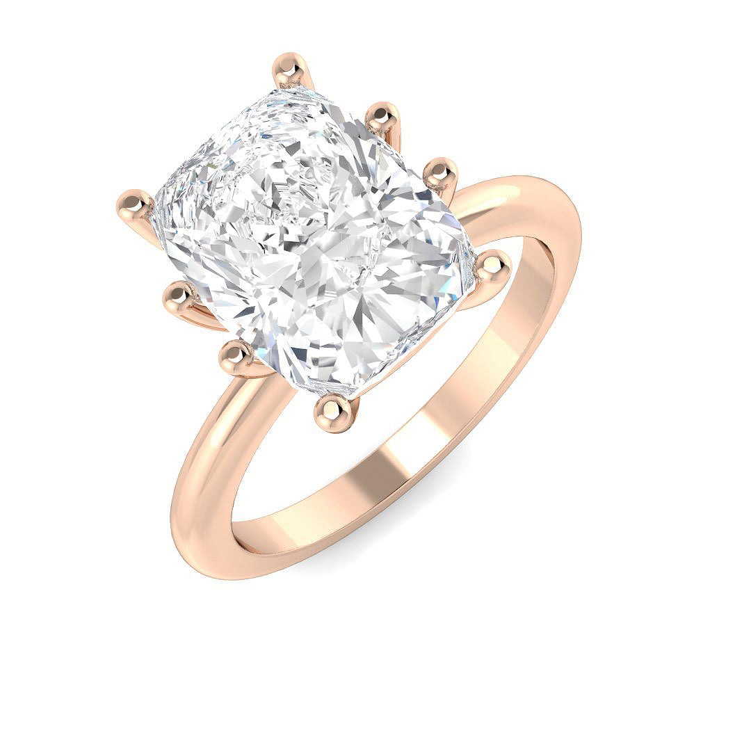 Cushion Cut Diamond Solitaire Engagement Ring in 10K/14K gold and platinum with certified lab-grown or natural diamonds