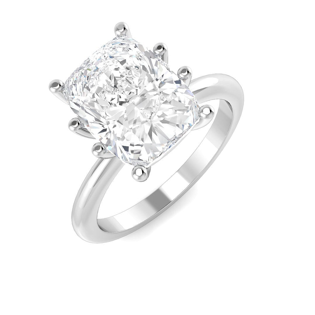 Cushion Cut Diamond Solitaire Engagement Ring in 10K/14K gold and platinum with certified lab-grown or natural diamonds