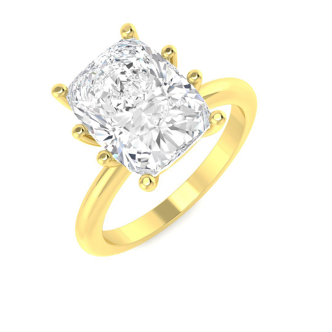 Cushion Cut Diamond Solitaire Engagement Ring in 10K/14K gold and platinum with certified lab-grown or natural diamonds