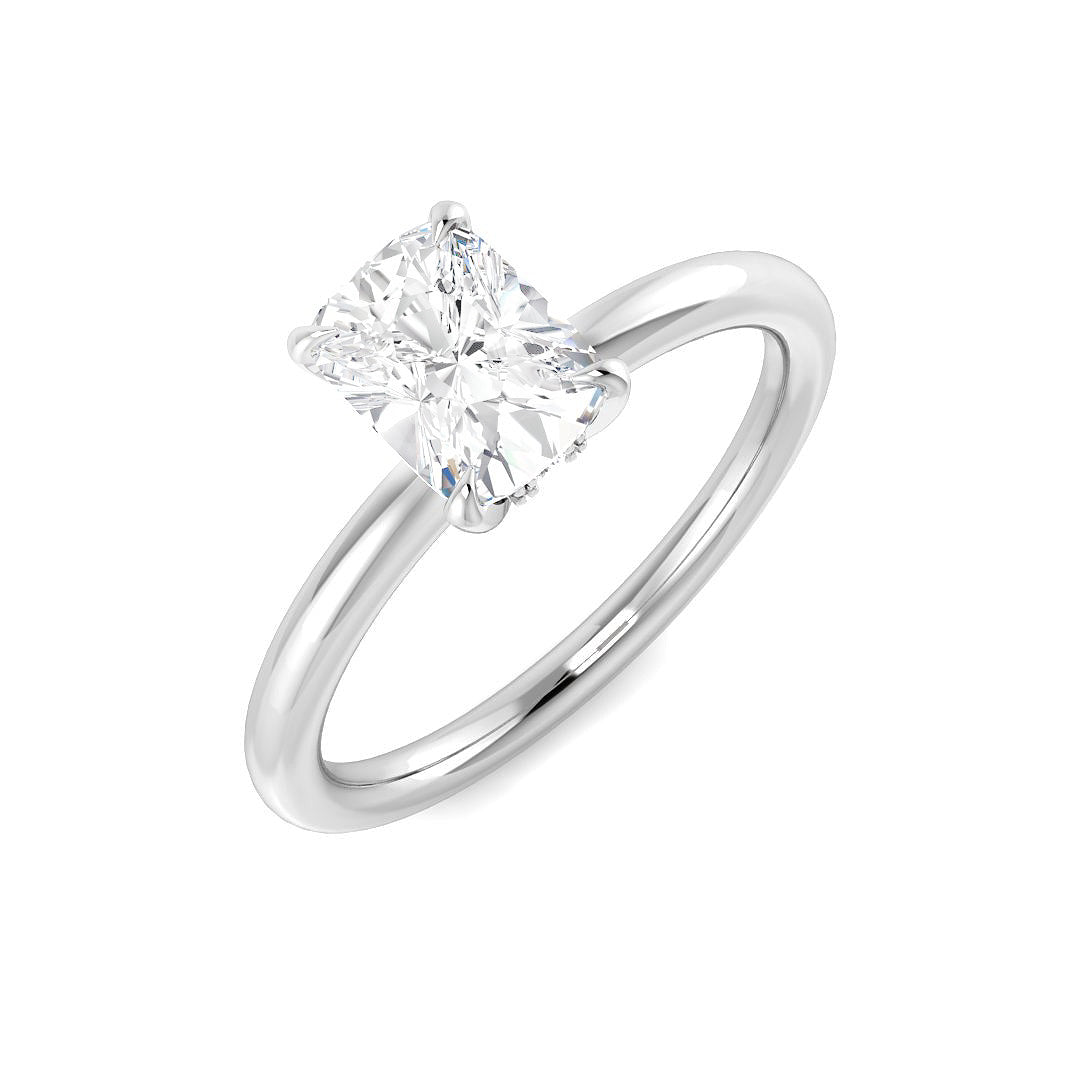 Cushion Cut Diamond Solitaire Engagement Ring in 10K/14K gold and platinum with certified lab-grown or natural diamonds