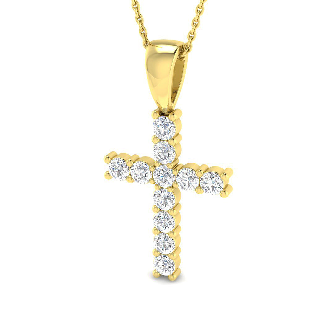 Diamond Cross Pendant in 10K/14K gold and platinum with certified lab-grown or natural diamonds