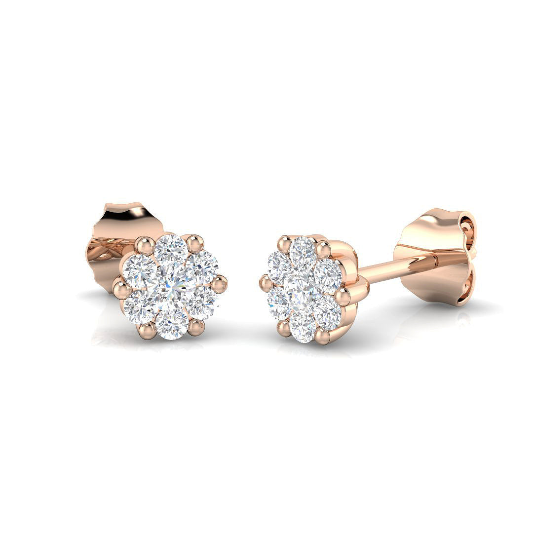Luxury Cluster Stud Diamond Earrings in 10K/14K gold and platinum with certified lab-grown or natural diamonds