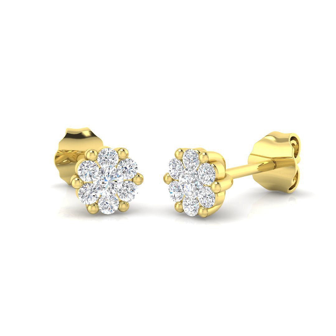 Luxury Cluster Stud Diamond Earrings in 10K/14K gold and platinum with certified lab-grown or natural diamonds
