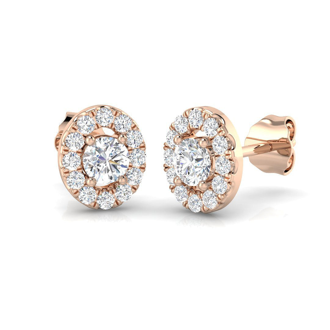Halo Stud Earrings - 0.50 Carat Darny Luxury Cluster in 10K/14K gold and platinum with certified lab-grown or natural diamonds