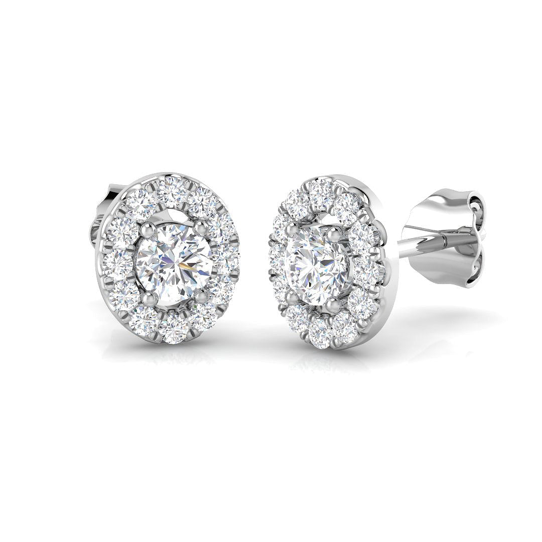 Halo Stud Earrings - 0.50 Carat Darny Luxury Cluster in 10K/14K gold and platinum with certified lab-grown or natural diamonds