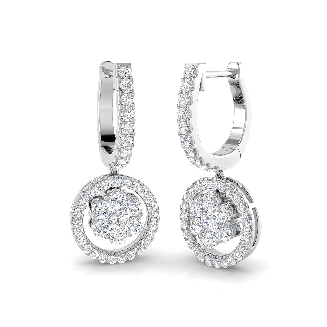 Dauby 1.25ct Gold Drop & Trilogy Diamond Earrings - Elegant Luxury in 10K/14K gold and platinum with certified lab-grown or natural diamonds