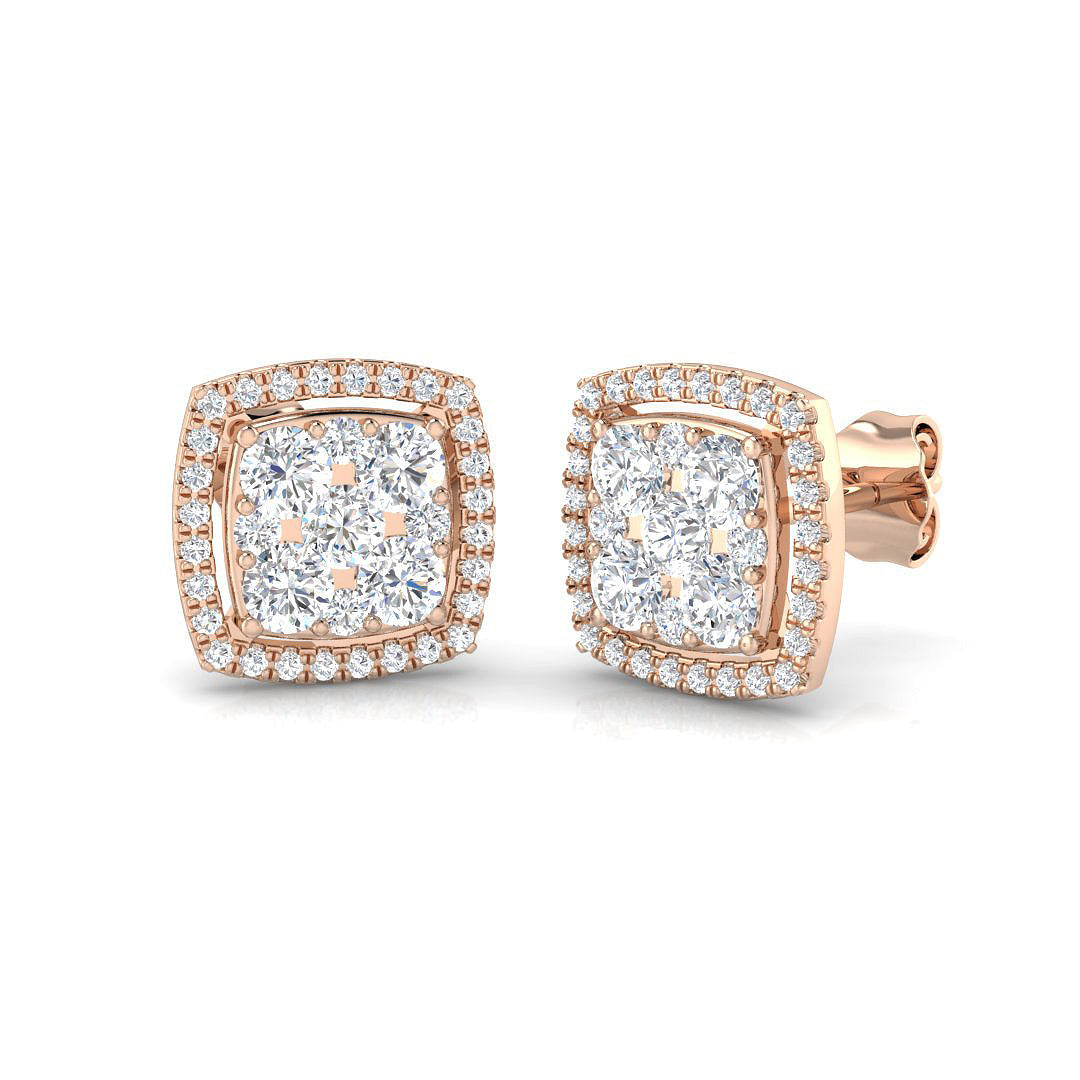 0.20-3ct Gold Cluster Stud Earrings in 10K/14K gold and platinum with certified lab-grown or natural diamonds