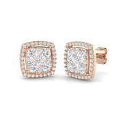 0.20-3ct Gold Cluster Stud Earrings in 10K/14K gold and platinum with certified lab-grown or natural diamonds