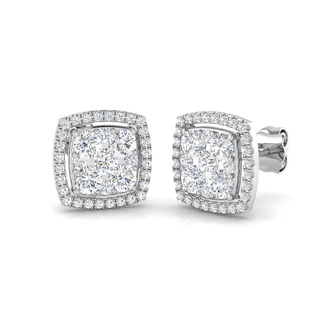 0.20-3ct Gold Cluster Stud Earrings in 10K/14K gold and platinum with certified lab-grown or natural diamonds
