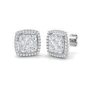 0.20-3ct Gold Cluster Stud Earrings in 10K/14K gold and platinum with certified lab-grown or natural diamonds