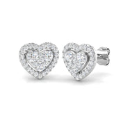 0.5-1ct Heart Cluster Diamond Stud Earrings in 10K/14K gold and platinum with certified lab-grown or natural diamonds