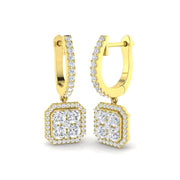Engxy 1ct Gold Drop & Trilogy Diamond Earrings in 10K/14K gold and platinum with certified lab-grown or natural diamonds