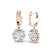 Elegance Dashy 1.5ct Gold Drop & Trilogy Diamond Earrings in 10K/14K gold and platinum with certified lab-grown or natural diamonds