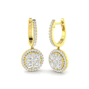 Elegance Dashy 1.5ct Gold Drop & Trilogy Diamond Earrings in 10K/14K gold and platinum with certified lab-grown or natural diamonds