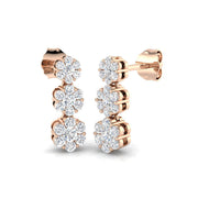 Elegant Bindi 0.5ct Gold Drop & Trilogy Diamond Earrings in 10K/14K gold and platinum with certified lab-grown or natural diamonds