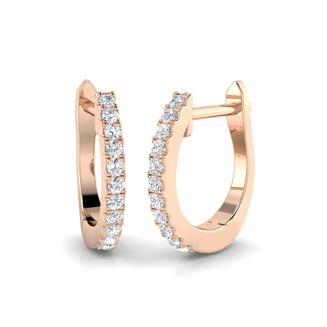 0.15 Ct Diamond Hoop Earrings in 10K/14K gold and platinum with certified lab-grown or natural diamonds