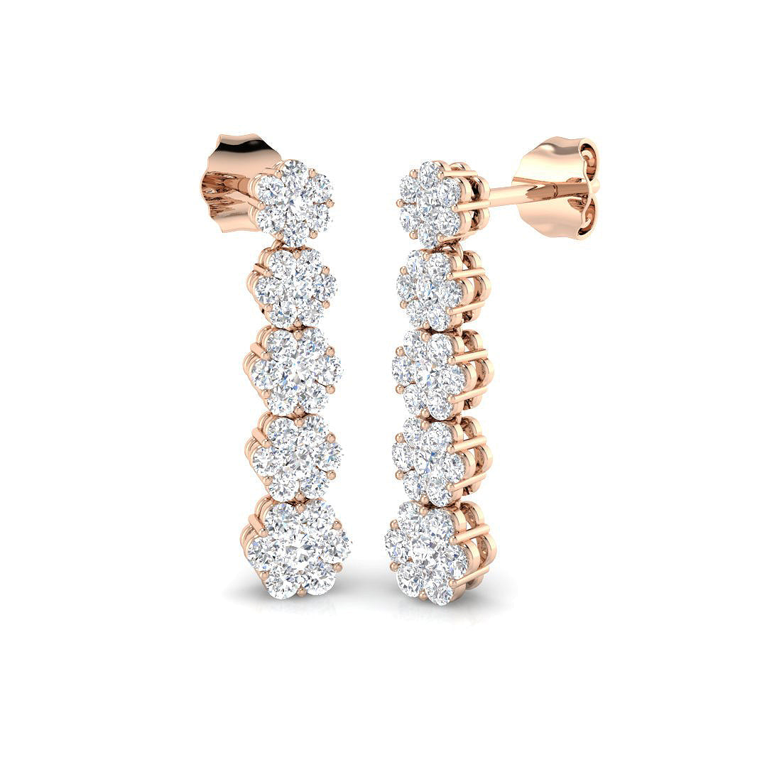 Misty Luxury Gold Diamond Drop & Trilogy Earrings in 10K/14K gold and platinum with certified lab-grown or natural diamonds