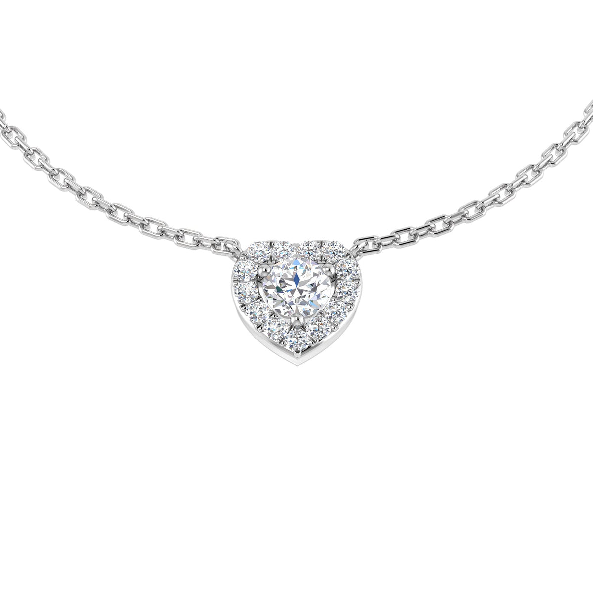 Heart Shaped Diamond Necklace in 10K/14K gold and platinum with certified lab-grown or natural diamonds