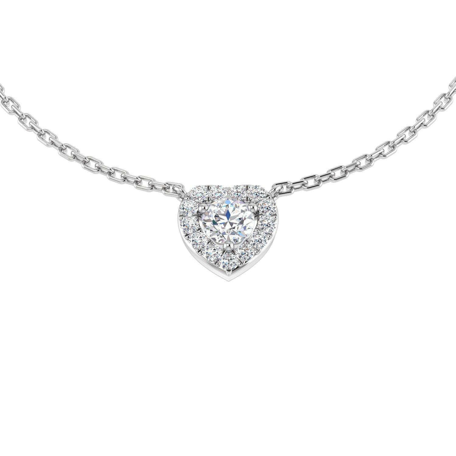 Heart Shaped Diamond Necklace in 10K/14K gold and platinum with certified lab-grown or natural diamonds