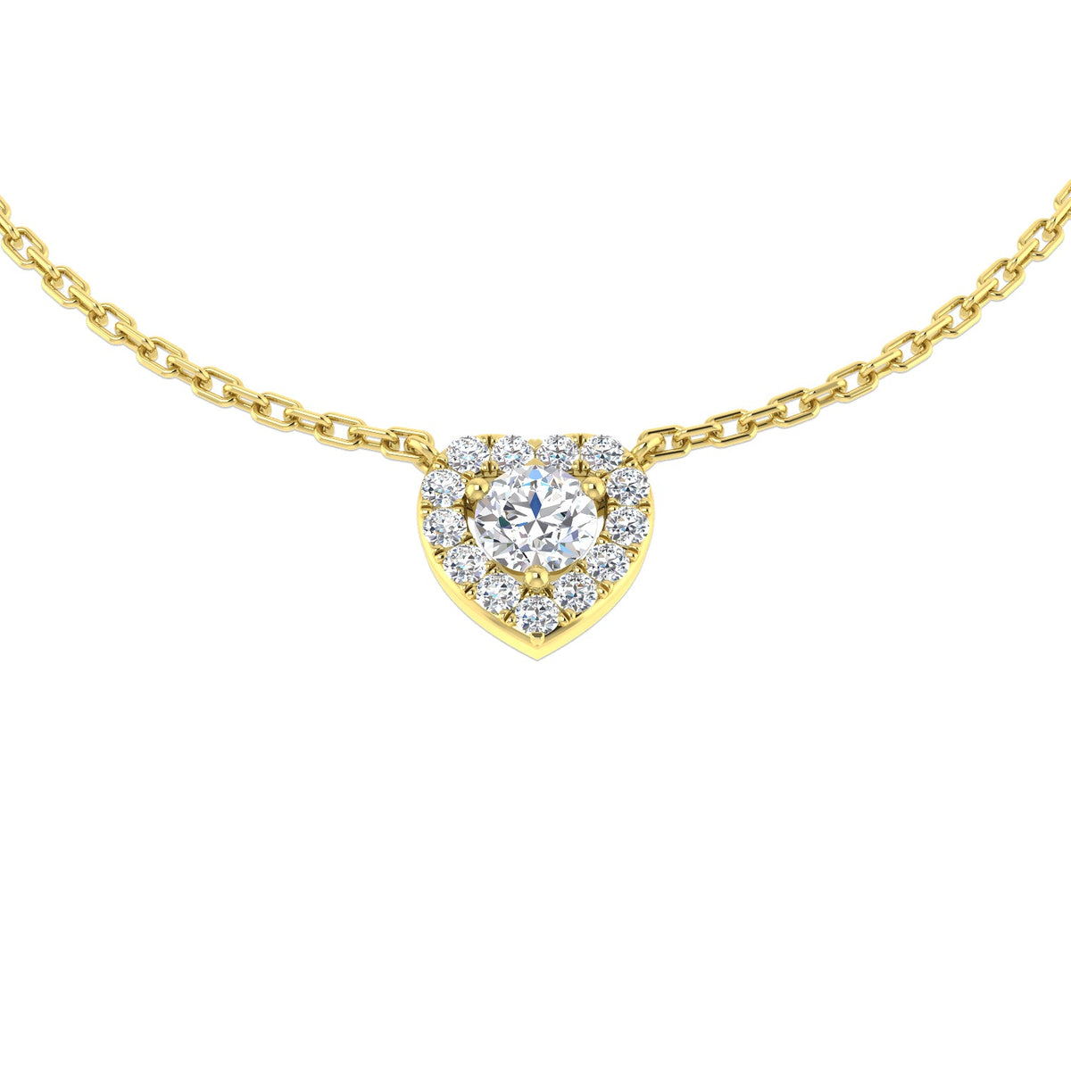 Heart Shaped Diamond Necklace in 10K/14K gold and platinum with certified lab-grown or natural diamonds