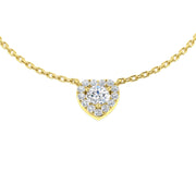 Heart Shaped Diamond Necklace in 10K/14K gold and platinum with certified lab-grown or natural diamonds