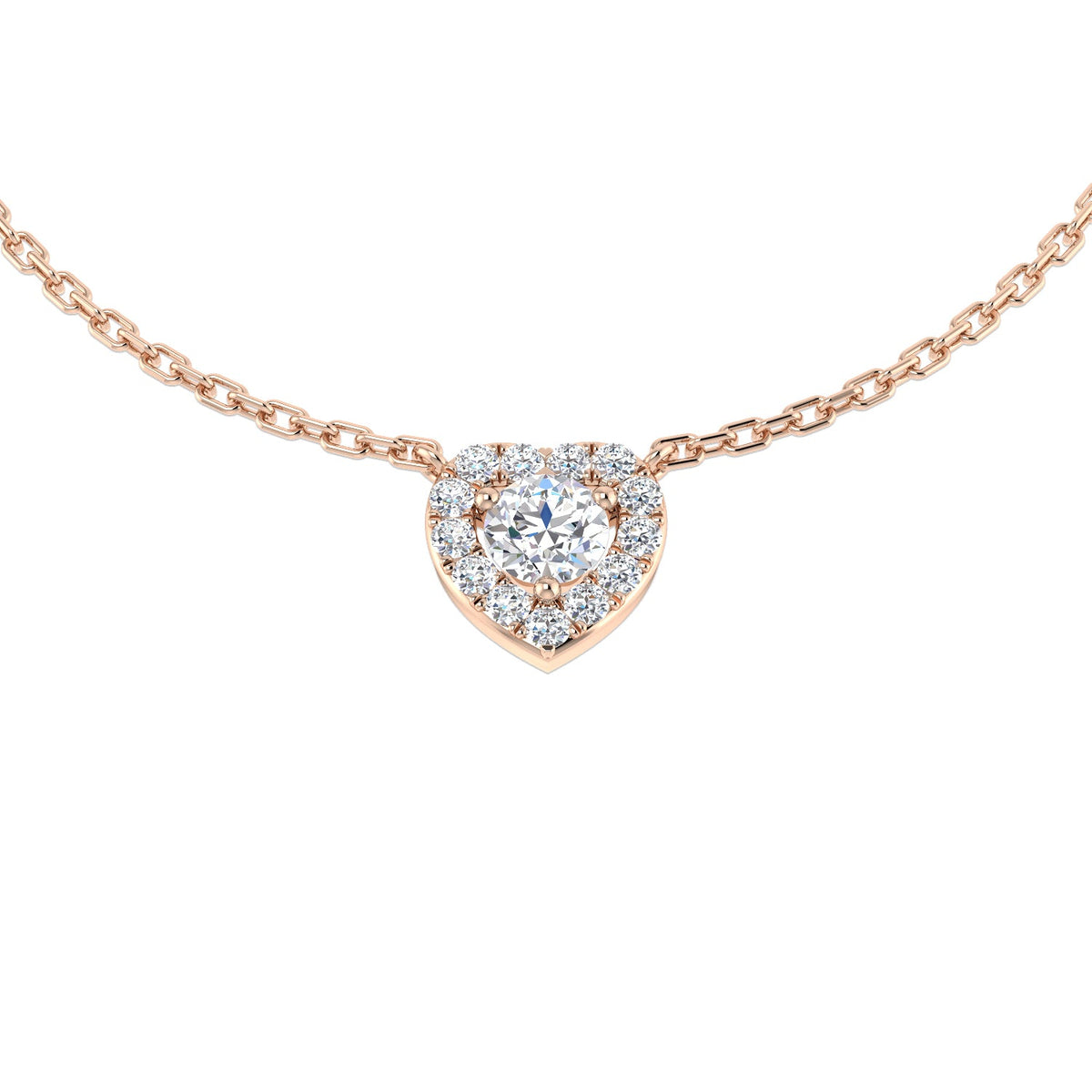 Heart Shaped Diamond Necklace in 10K/14K gold and platinum with certified lab-grown or natural diamonds