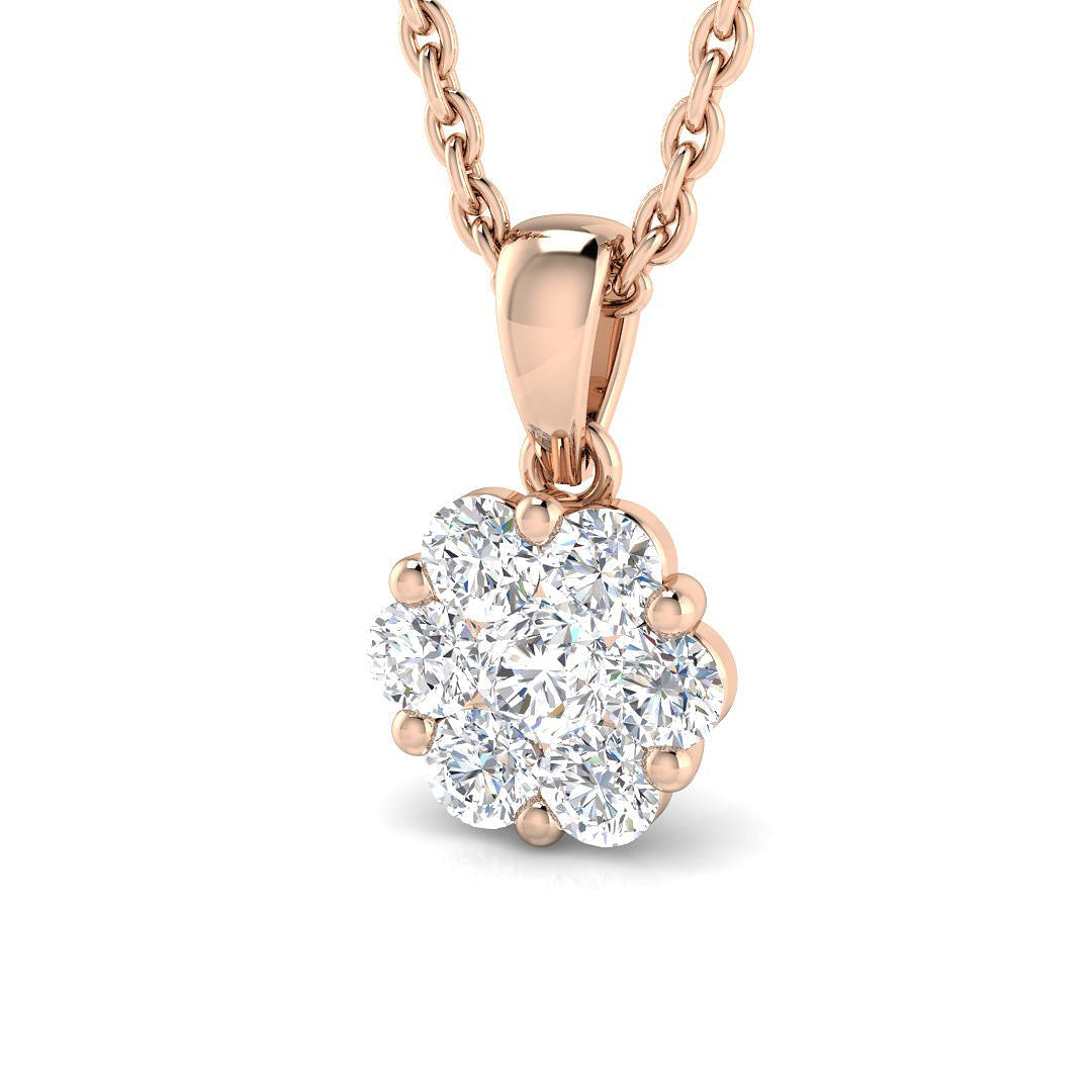 Diamond Flower Pendant 0.25ct Diamond Gold (Without Chain ) in 10K/14K gold and platinum with certified lab-grown or natural diamonds