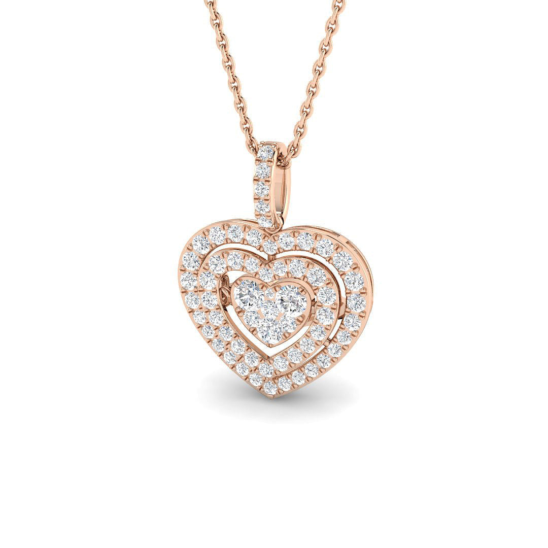 Triple Heart Diamond Pendant Necklace in 10K/14K gold and platinum with certified lab-grown or natural diamonds