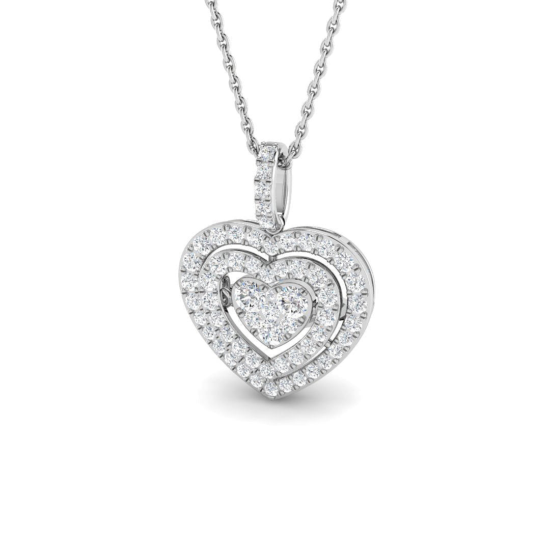 Triple Heart Diamond Pendant Necklace in 10K/14K gold and platinum with certified lab-grown or natural diamonds