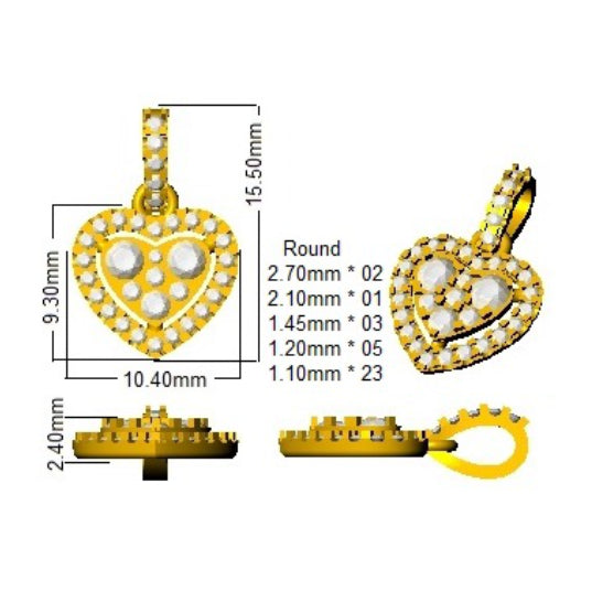 Double Heart Diamond Pendant in 10K/14K gold and platinum with certified lab-grown or natural diamonds