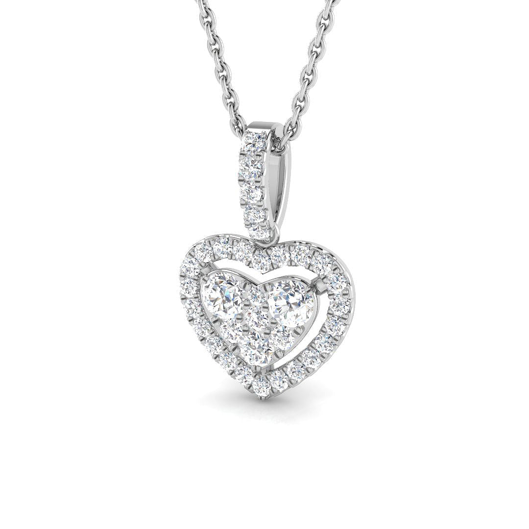 Double Heart Diamond Pendant in 10K/14K gold and platinum with certified lab-grown or natural diamonds