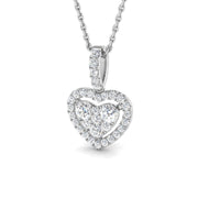 Double Heart Diamond Pendant in 10K/14K gold and platinum with certified lab-grown or natural diamonds