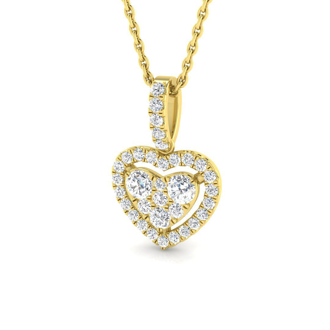 Double Heart Diamond Pendant in 10K/14K gold and platinum with certified lab-grown or natural diamonds