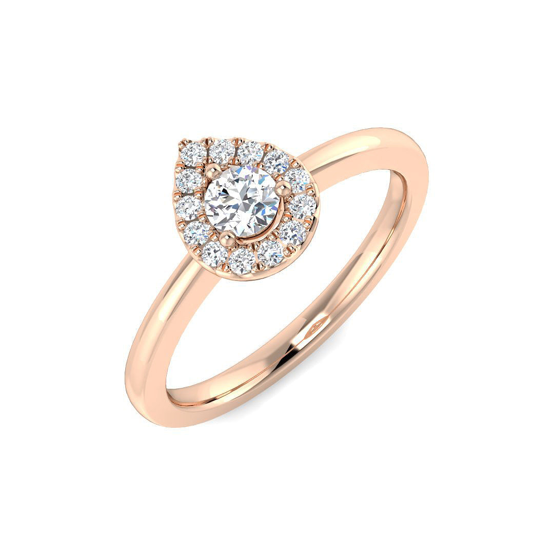 Round Diamond Halo Engagement Ring in 10K/14K gold and platinum with certified lab-grown or natural diamonds