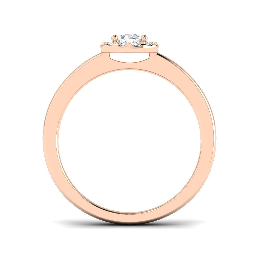 Round Diamond Halo Engagement Ring in 10K/14K gold and platinum with certified lab-grown or natural diamonds