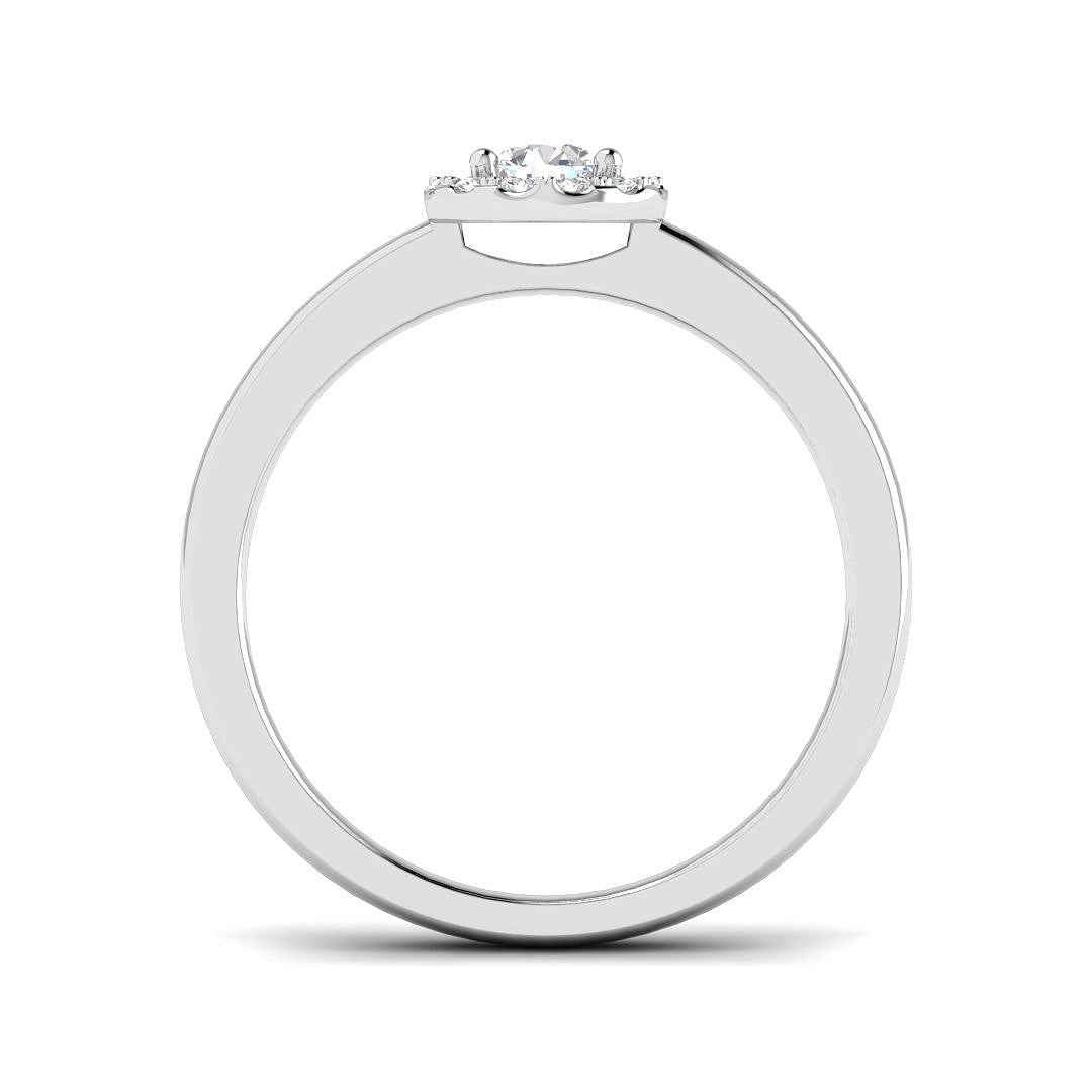 Round Diamond Halo Engagement Ring in 10K/14K gold and platinum with certified lab-grown or natural diamonds